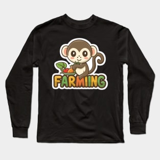 Funny monkey farmer Long Sleeve T-Shirt